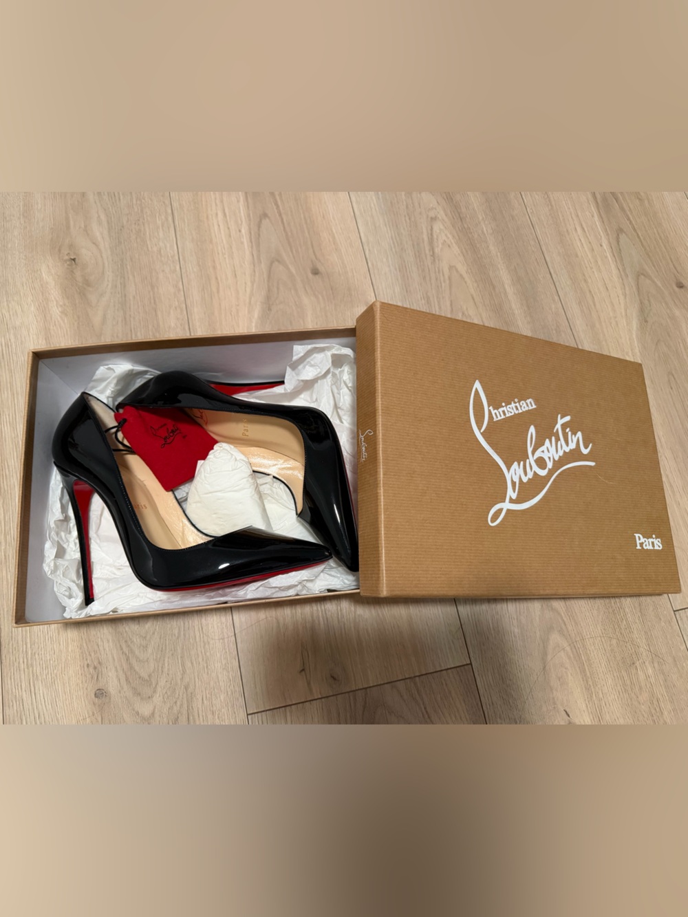 Christian Louboutin Black Patent Leather Pointed-Toe Pumps